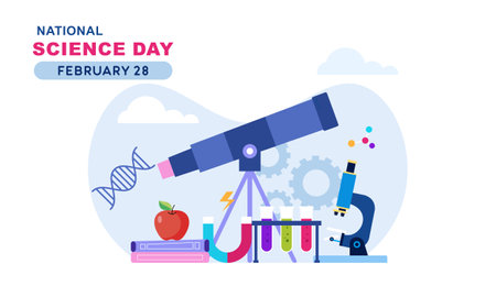 Flat national science day backgroundのイラスト素材