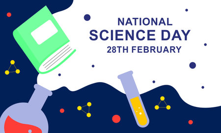 Flat national science day backgroundのイラスト素材