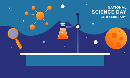 Flat national science day backgroundのイラスト素材