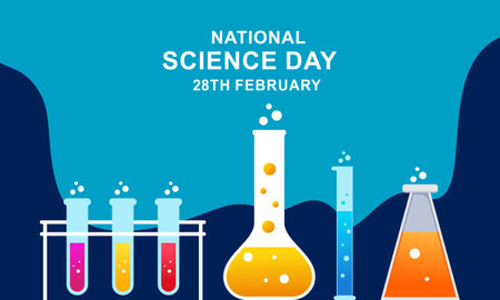 Flat national science day backgroundのイラスト素材