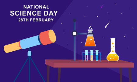 Flat national science day backgroundのイラスト素材