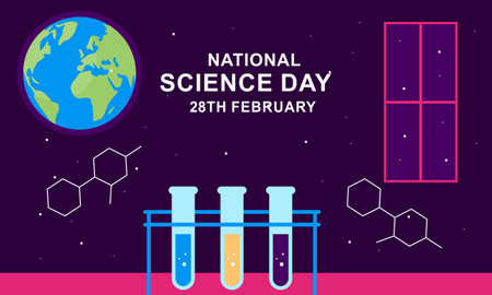 Flat national science day backgroundのイラスト素材