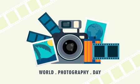 World photography day background vectorのイラスト素材