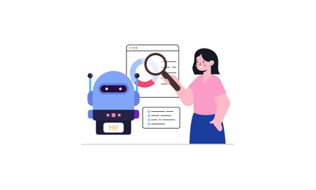 Cooperate with AI artificial intelligence illustrationのイラスト素材