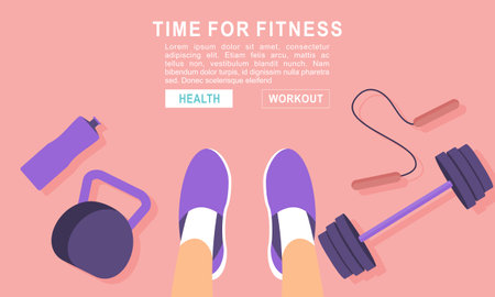Fitness equipment logo flat conceptのイラスト素材