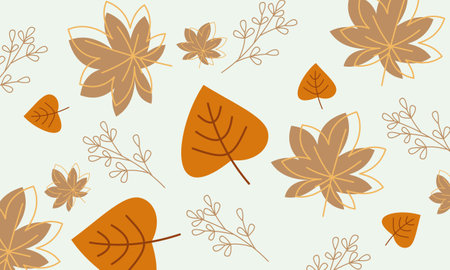 Hand drawn autumn leaves background logoのイラスト素材