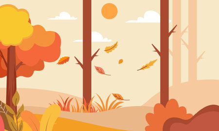 Flat autumn leaves background vectorのイラスト素材