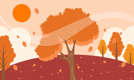 Flat autumn leaves background vectorのイラスト素材