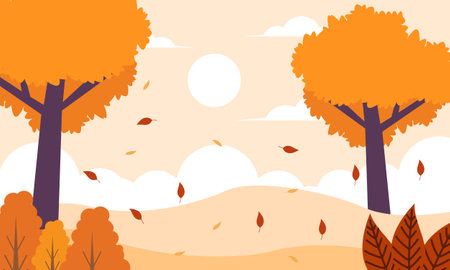 Flat autumn leaves background vectorのイラスト素材