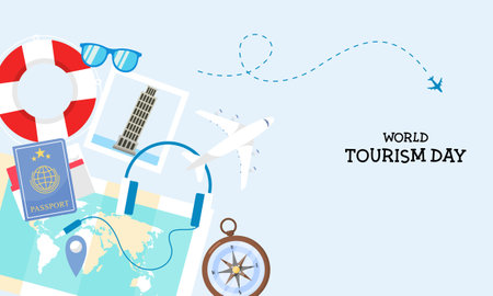Flat background for world tourism day celebrationのイラスト素材