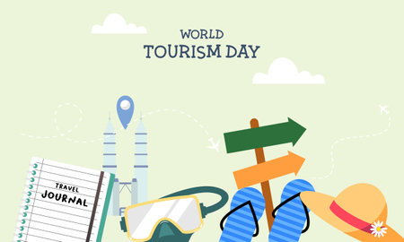 Flat background for world tourism day celebrationのイラスト素材