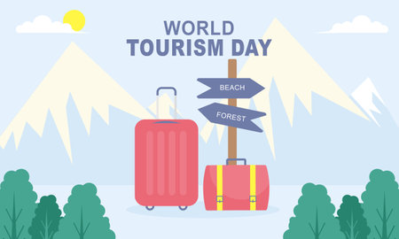 Flat background for world tourism day celebrationのイラスト素材