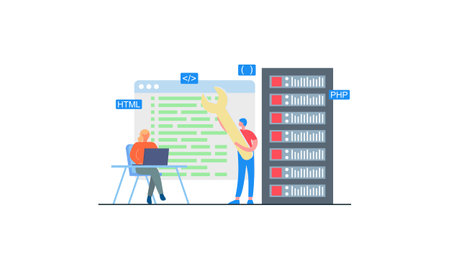 Development concept software development process website interface design improvement programming prのイラスト素材