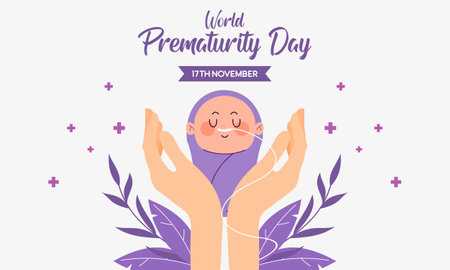 Prematurity awareness month is observed every year in November, Premature birth is when a baby is boのイラスト素材