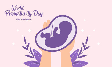 Prematurity awareness month is observed every year in November, Premature birth is when a baby is boのイラスト素材
