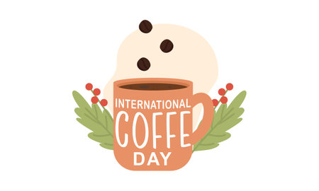 International day of coffee illustration hand drawn vectorのイラスト素材