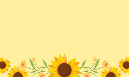 Watercolor sunflower border background vectorのイラスト素材
