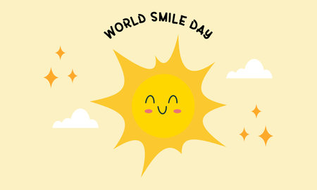 World smile day lettering with cute flower face vector illustrationのイラスト素材