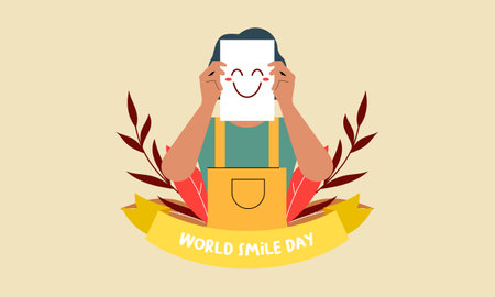 World smile day lettering with cute flower face vector illustrationのイラスト素材