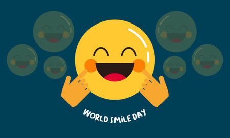 World smile day lettering with cute flower face vector illustrationのイラスト素材