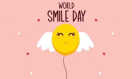 World smile day lettering with cute flower face vector illustrationのイラスト素材