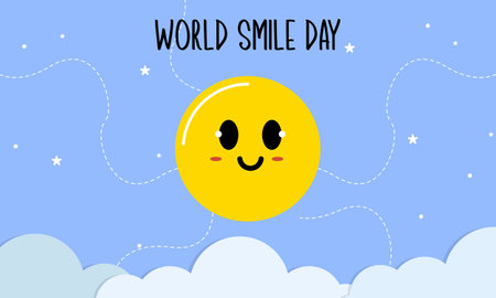 World smile day lettering with cute flower face vector illustrationのイラスト素材