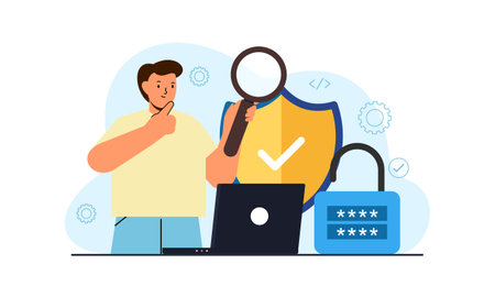 Network engineer concept. Specialist setting up, developing illustrationのイラスト素材