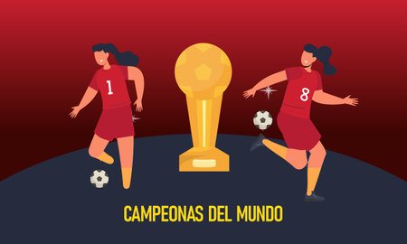 Victory for the Spanish women s national football teamのイラスト素材