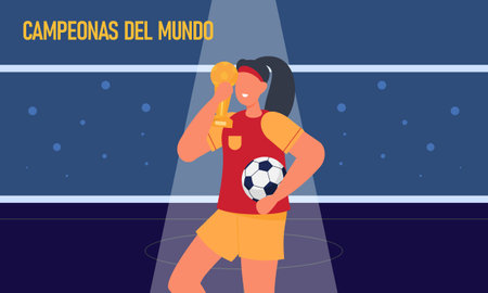 Victory for the Spanish women s national football teamのイラスト素材