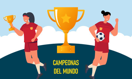 Victory for the Spanish women s national football teamのイラスト素材