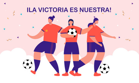 Victory for the Spanish women s national football teamのイラスト素材