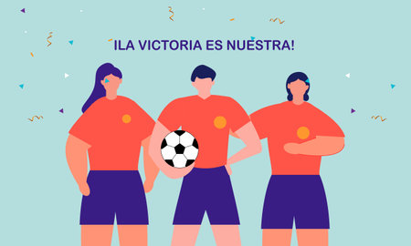 Victory for the Spanish women s national football teamのイラスト素材