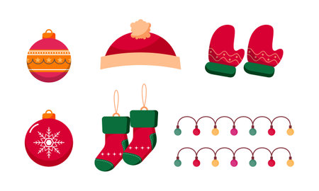 Merry Christmas cute modern minimalist style elementsのイラスト素材