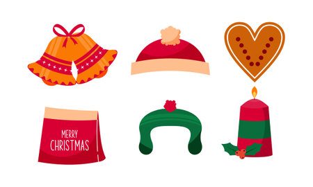 Merry Christmas cute modern minimalist style elementsのイラスト素材