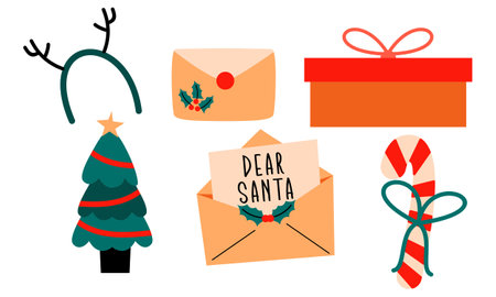 Merry Christmas cute modern minimalist style elementsのイラスト素材