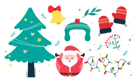 Christmas collection of decorative winter elementsのイラスト素材
