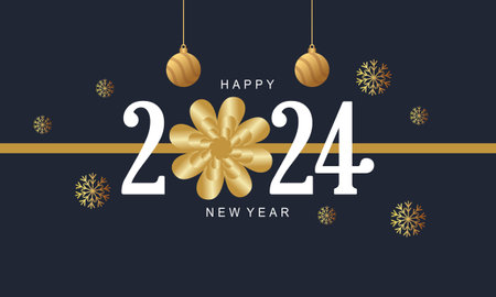 Greeting card Happy New Year 2024 celebration eveningのイラスト素材