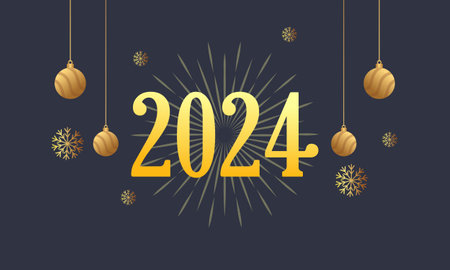 Greeting card Happy New Year 2024 celebration eveningのイラスト素材
