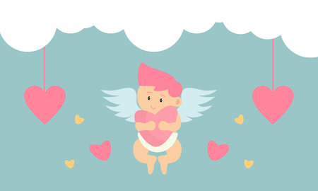 Cupids sky valentine day backgroundのイラスト素材