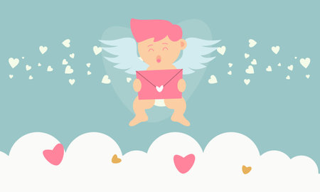 Cupids sky valentine day backgroundのイラスト素材