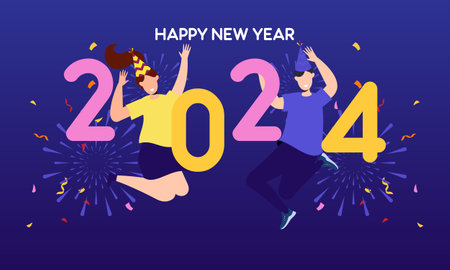 Happy new year 2024 celebration illustration
