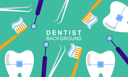 Dentist tools and equipment banner conceptのイラスト素材