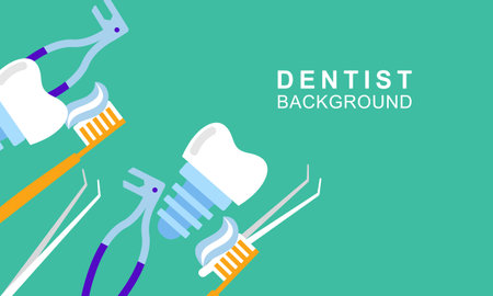 Dentist tools and equipment banner conceptのイラスト素材