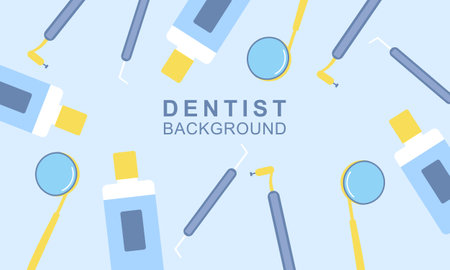 Dentist tools and equipment banner conceptのイラスト素材