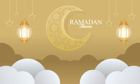 Islamic ramadan kareem celebration. Islamic greeting card template with ramadan for wallpaper designのイラスト素材