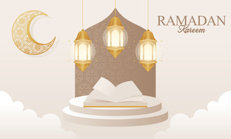 Islamic ramadan kareem celebration. Islamic greeting card template with ramadan for wallpaper designのイラスト素材