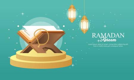 Islamic ramadan kareem celebration. Islamic greeting card template with ramadan for wallpaper designのイラスト素材