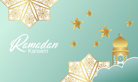 Islamic ramadan kareem celebration. Islamic greeting card template with ramadan for wallpaper designのイラスト素材