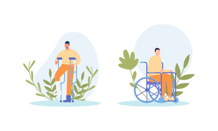 Disability people illustration cartoon vectorのイラスト素材