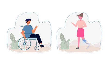 Disability people illustration cartoon vectorのイラスト素材